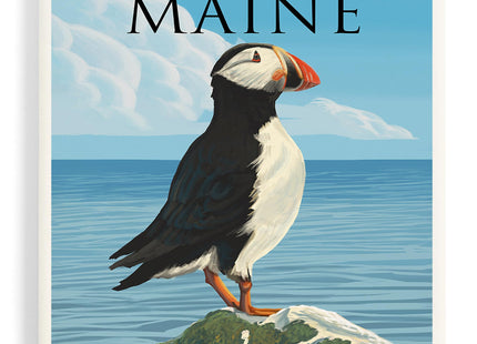 Lantern Press Maine, Puffin on Rock Scene (Absorbent Ceramic Coaster, Single, Cork Back, Kitchen Table Decor)