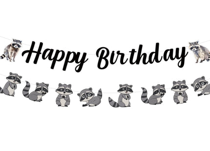 Sursurprise Raccoon Birthday Decorations, Raccoon Happy Birthday Banner for Raccoon Party Supplies