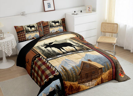 Feelyou Hunting Bear Deer Comforter Toddler Size Wild Animal Comforter Set for Boys Girls Children Rustic Cabin Country Bedding Set Room Decor Bear Western Farmhouse Duvet Set 2Pcs