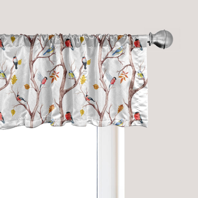 Ambesonne Forest Window Valance Pack of 2, Doodle Woodland Creatures as Honey Bear Rabbit Fox and Raccoon in Nature Habitat, Rod Pocket Curtain Valances for Kitchen Bedroom, 54" X 12", Pale Brown