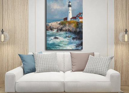 BGFgdDG Portland Lighthouse Scenery, Maine Tourism, New England Poster Bedroom Decor Sports Landscape Office Room Decor Gift Style:Frame 12x18inch
