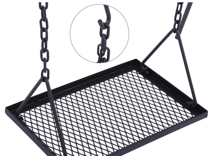 Lineslife Grill Swing Hanging Campfire Cooking Stand with Adjustable Iron Grill Grate, Collapsible Campfire Cooking Rack with Hooks and Accessories for BBQ Picnic, Outdoor Camping Cookware, Dutch Oven