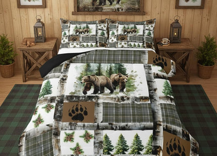 Feelyou Rustic Bear Comforter Set Queen for Kids Boys Girls Bedding Set