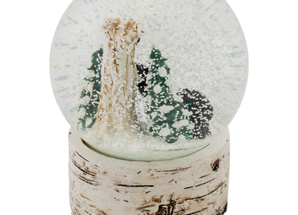 White Wash Wood Black Bear 5.5 inch Resin Decorative Snow Globe