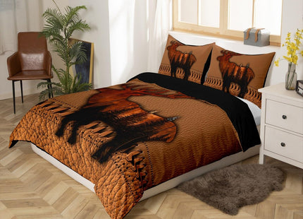 Erosebridal Deer Twin Comforter Cover Brown Patchwork Cowhide Bedding Sets Hunting Woodland Animal Duvet Cover for Teen Boys Men,Wildlife Antler Bedspread Cover with 1 Pillow Case
