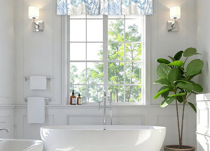 Kapok Quadrant Coastal Valance for Windows - Blue Ocean Coral Valance Curtain 54"x18" Short Curtain Window Treatment for Kitchen Living Room Bathroom Bedroom