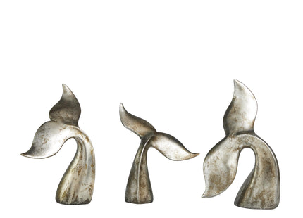 Deco 79 Aluminum Metal Whale Decorative Sculpture Home Decor Statues, Set of 2 Accent Figurines 7", 10"H, Silver
