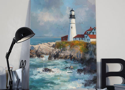 BGFgdDG Portland Lighthouse Scenery, Maine Tourism, New England Poster Bedroom Decor Sports Landscape Office Room Decor Gift Style:Frame 12x18inch
