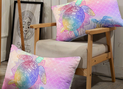 Datura home Bedding Fitted Sheet and Flat Sheet Set 4Pcs Boho Sea Turtle Printed Bedding Set with 1 Flat Sheet and 1 Fitted Sheet + 2 Pillowcases for Girls (Boho Turtle Full)