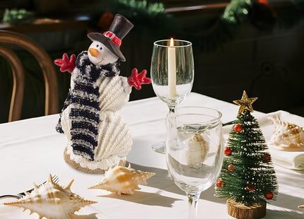 caiydramy 6.5 Inch Beach Snowman Figurines, Resin Seashell Coastal Christmas Table Top Indoor Decorations for Home, Holiday Beachy Winter Tabletop Centerpiece Shelf Mantel Desk Decor