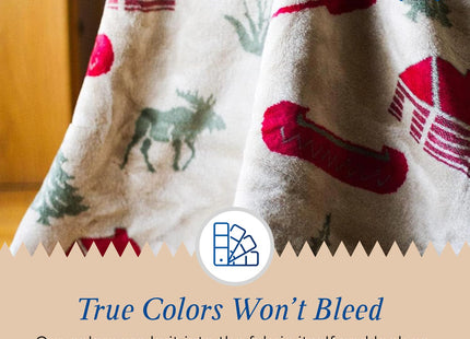Denali Ultimate Comfort Rustic Throw Blanket - Lightweight Microplush with Moose Camp Design (60x70)