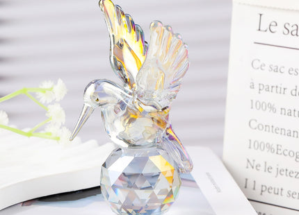 YHWL Clear Crystal Hummingbird Figurine, Glass Hummingbird Gifts for Women