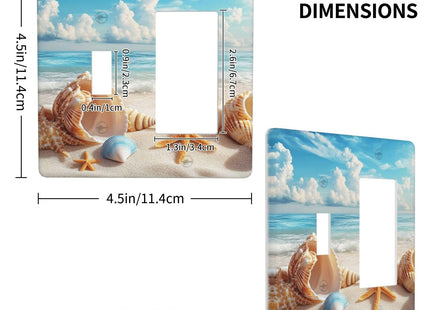 Beach Coastal Seashore Sea Starfish Shell Sand Light Switch Cover Plate 1 Gang No Device Blank Electrical Wall Plates Faceplate Decorative Switch Plate for Bathroom Home Decor