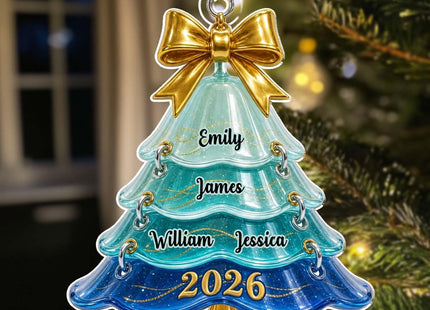 Wrappiness Custom Name Christmas Ornament, Family Member Pine Tree Ornament
