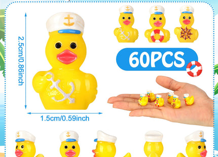 Weysat 120 Pcs Mini Sailor Cruise Ducks Tiny Resin Yellow Duck Figurines for Cruise Hiding, Nautical Sailing Ship Decor Fairy Garden Micro Landscape Dollhouse Accessories