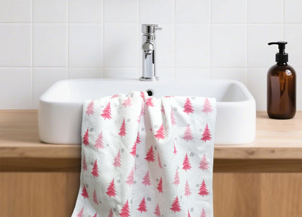 Hluvibbi Green Xmas Tree Snowman Reindeer Merry Christmas Kitchen Towels Dish Towels, 17x27 Inch Daily Seasonal Winter Decoration Hand Towels Set of 4,Pink Cute Farmhouse Home Decor