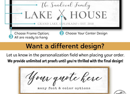 Personalized Family Lake House Canvas Wall Art Custom Fishing Oars