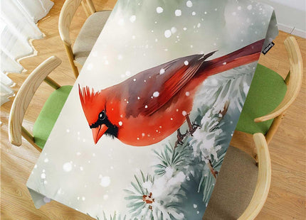 Swono Cardinal Bird Tablecloth Winter Cardinal Bird Red Rectangle Table Cloth Washable Plaid Table Cover for Kitchen Holiday Dinner, 52x 70 Inch Tablecloth