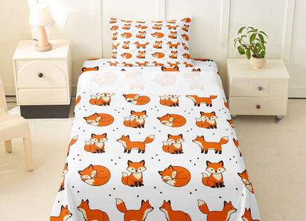Feelyou Fox Bedding Set Cute Animal Pattern Bed Sheet Set for Kids Boys Girls Woodland Fitted Sheet Twin Size Includes 1 Flat Sheet 1 Sheets & 1 Pillowcase