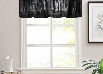 AAVEUP Dark Forest Valance Curtain Gothic Mist Black Nature Eerie Forest Plants Window Treatment Valances Curtains for Kitchen Living Room Bedroom 54x18 in