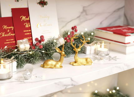 Ardax Golden Home Decor Deer Figurines, Hairy Patterns