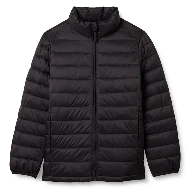 Amazon Essentials Boys' Lightweight Water-Resistant Packable Puffer Jacket, Black, X-Large