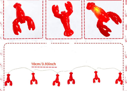 Sezrgiu Lobster String Light Battery Operated 20 LED Lobster Fairy Night Lamp for Summer Camping Wedding Birthday Bedroom Home Parties (3m/20led, Lobster)