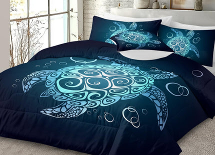 Sleepwish Teal Turquoise Comforter Set Twin Size for Boys Girls 4 Piece Beach Theme Bedding Set Soft Green Sea Turtle Bed Set