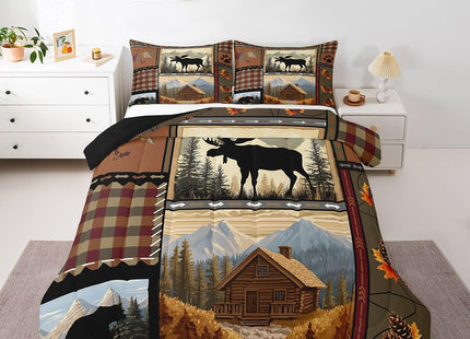 Feelyou Hunting Bear Deer Comforter Toddler Size Wild Animal Comforter Set for Boys Girls Children Rustic Cabin Country Bedding Set Room Decor Bear Western Farmhouse Duvet Set 2Pcs