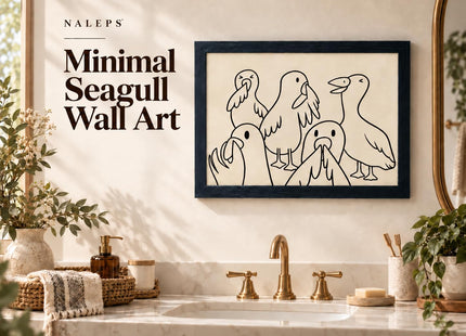 NALEPS Seagull Bathroom Framed Wall Art,Funny Seagull Wall Decor, 8x10 In