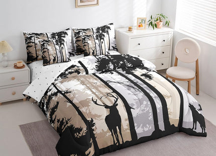 Erosebridal Rustic Deer Comforter Set Cabin 7 Piece,Vintage Elk Queen
