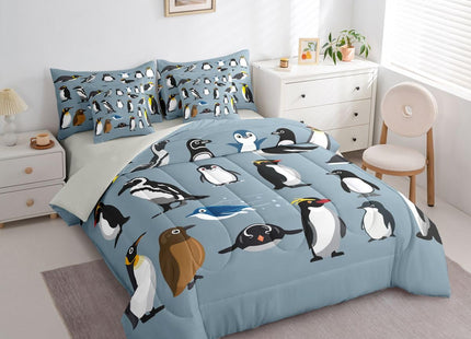 Erosebridal Cartoon Penguin Comforter Set 7 Piece Bed in A Bag Twin
