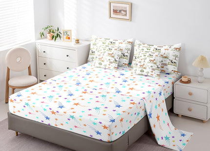 Erosebridal 7 Pcs Cute Farm Animals Kids Comforter Set Cartoon Horse Sheep Cow Pig Twin Bedding Set for Child Rustic Farmhouse Cabin Comforter Woodland Animal Trees Top Sheet for Boys Girls Bedroom