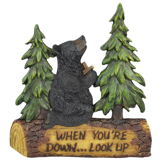 Black Bear Decor for Home - Cabin Decor Wall Hanging Home Gifts for Family - Wall Plaques with Sayings Christian Religious Gifts Bear Wall Hanging - Praying Black Bear - When You're Down Look Up