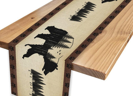 Rustic Bear Table Runner, Cabin Animal Forest Table Center Decor, 13"x36"