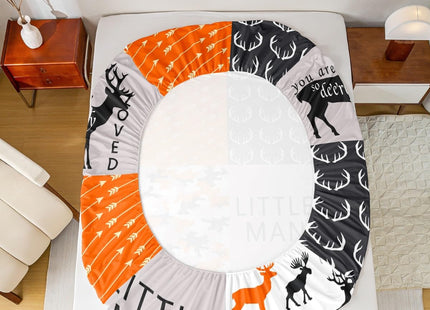 Feelyou Deer Sheet Set Camouflage Deer Elk Sheets with Deep Pocket Fitted Sheet for Kids Boys Girls Antlers and Arrows Bed Sheets Set Check Plaid Hunting Bedding Set Bed Set Full Size