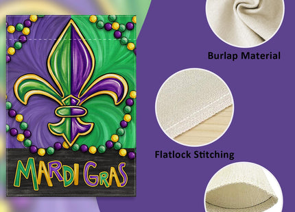 Covido Welcome Mardi Gras Crayfish Decorative Garden Flag, Lobster Mask Fleur De Lis New Orleans Carnival Yard Outside Decorations, Masquerade Burlap Outdoor Small Home Decor Double Sided 12 x 18