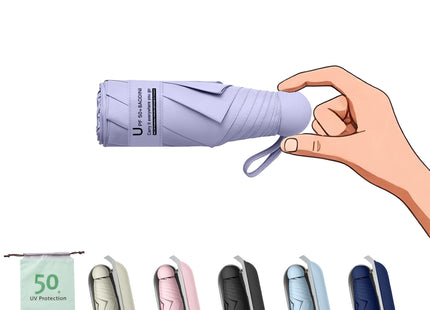 BAODINI Mini Travel Umbrella with UV Sun Protection, Compact Pocket-Size