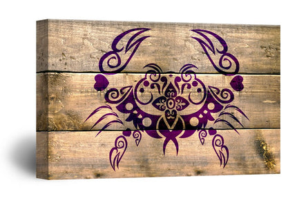 wall26 - Canvas Wall Art - Crab Pattern on Wood Style Background - Giclee Print Gallery Wrap Modern Home Art Ready to Hang - 12x18 inches