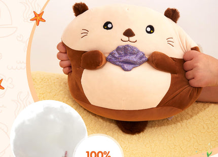 Glow Guards 12” Sea Otter Plush with Fuzzy Ears, Cute Otter Stuffed Animal, Kawaii Otter Plush Toys with Glitter Purple Seashell, Otter Toys Gift