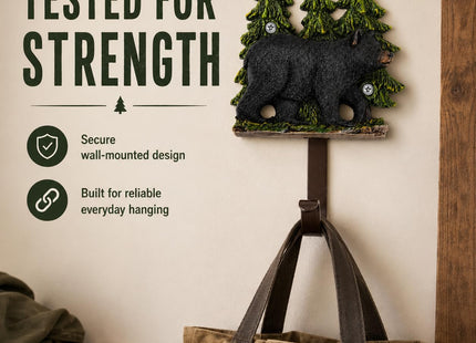 Comfy Hour 8 Inch Bear Wall Hook, Black Bear Wall Decor