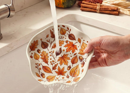 Acellegic Ceramic Spoon Rest for Stove Countertop 5.3 Inch, Autumn Leaves