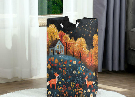 Trees Deer Fox Large Laundry Hamper Basket, Collapsible Laundry Bag Storage Bins Baskets with Handles for Laundry, Bedroom, Home Decor