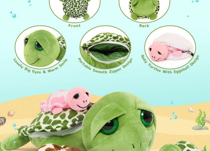 MorisMos Sea Turtle Stuffed Animal with Babies & Eggs, 6-Pack Turtle Family