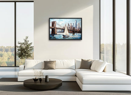 Large Framed Sailboat Wall Art, Abstract Decor Canvas Print 36" L x 24" W