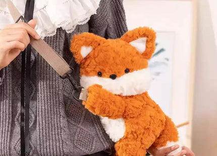 Cute Plush Fox Crossbody Bag, Orange Fluffy Fox Party Bag with Adjustable Strap, Phone, Cosmetic Multi-Way Carrying (Orange-FOX)