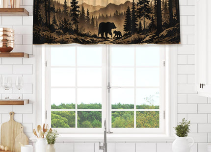 XBFCDN Rustic Forest Bear Family Window Valance