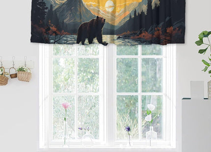 Dabuniu Rustic Bear Valance Curtains for Kitchen Windows Country Cabin Lake Lodge Forest Mountain Privacy Window Valances for Living Room