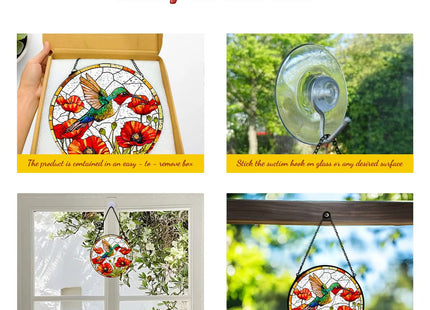 GENANY Hummingbird Stained Glass Sun Catcher