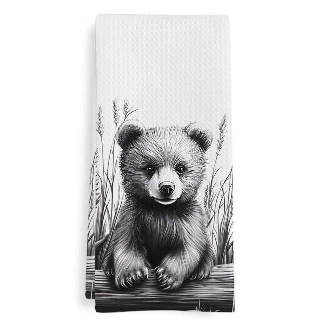 GWFSJYU Black Bear Gifts Hand Kitchen Towel, Bear Bathroom Decor, Rustic Bears Dish Tea Towels for Kitchen, Bears Decorative Hand Towels for Bathroom Cabin, 16x24 Inch